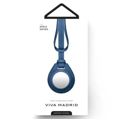 Viva Madrid Airtrax Genuine Leather Bag Charm Case - Navy